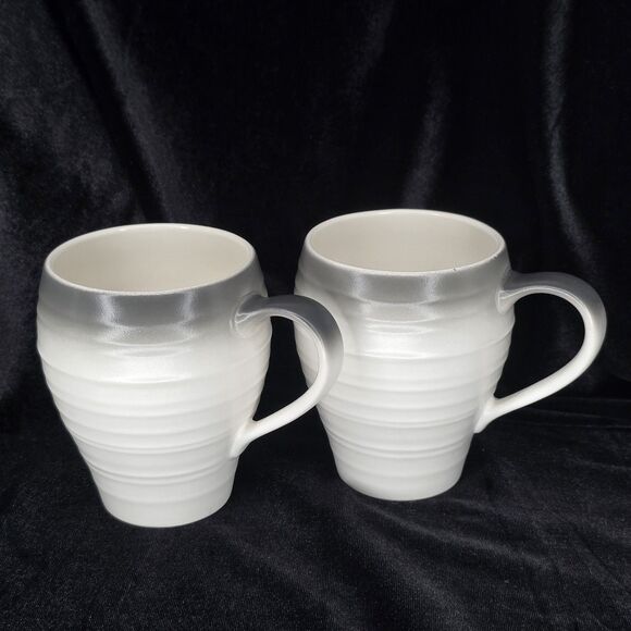 Mikasa SWIRL OMBRE GRAPHITE Mugs Set Of 2 Excellent Condition - Picture 1 of 5